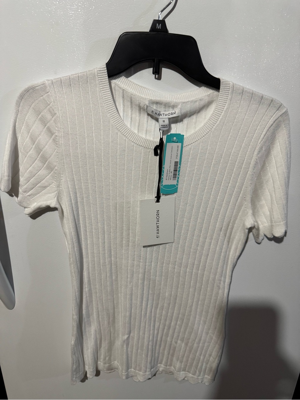 41 Hawthorn Slim Ribbed Short Sleeve Crewneck Tee in White